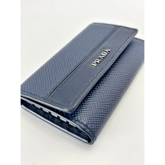 Authentic PRADA Navy Blue Leather 6 Key Cles Case Includes Auth Certificate -NEW - Picture 1 of 9